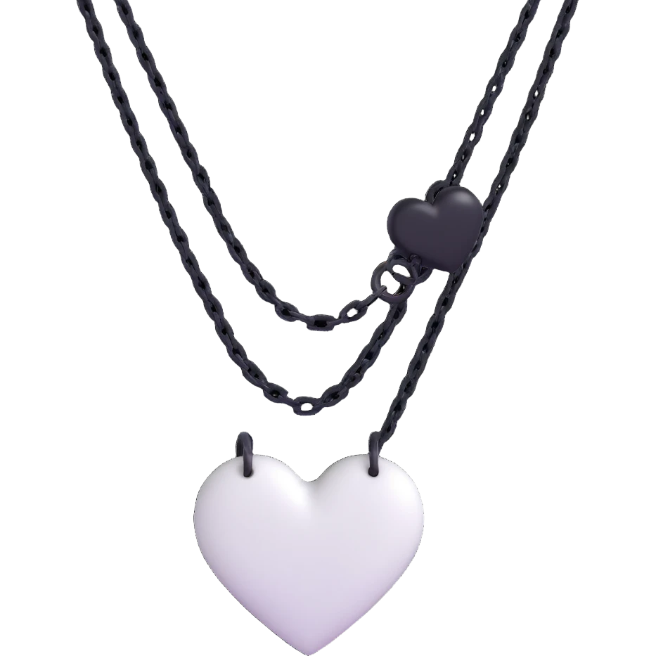 white goth heart with black studs or chains emoji