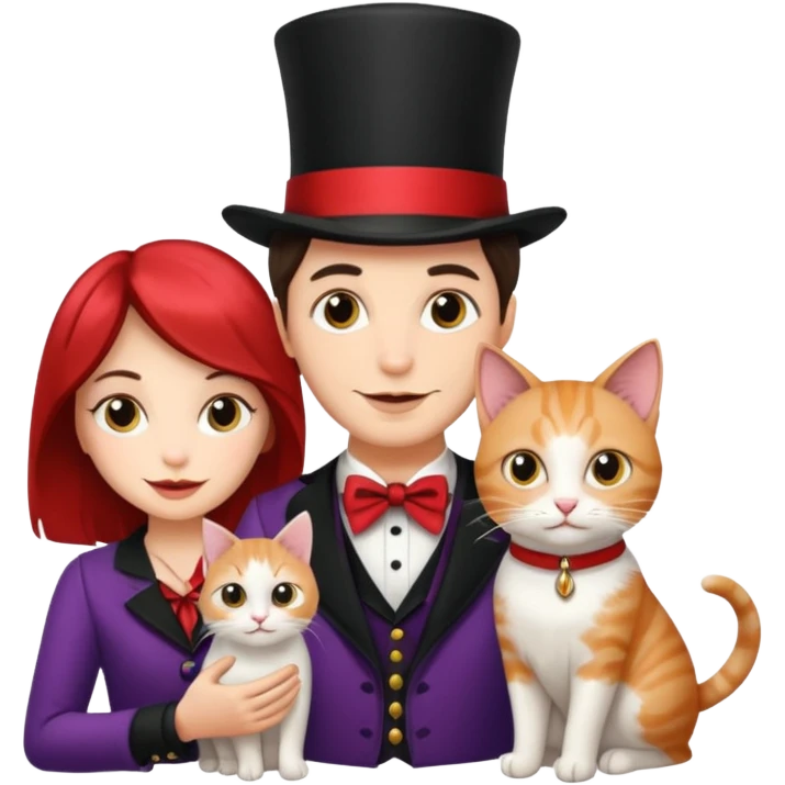 magician couple and their pet cat emoji