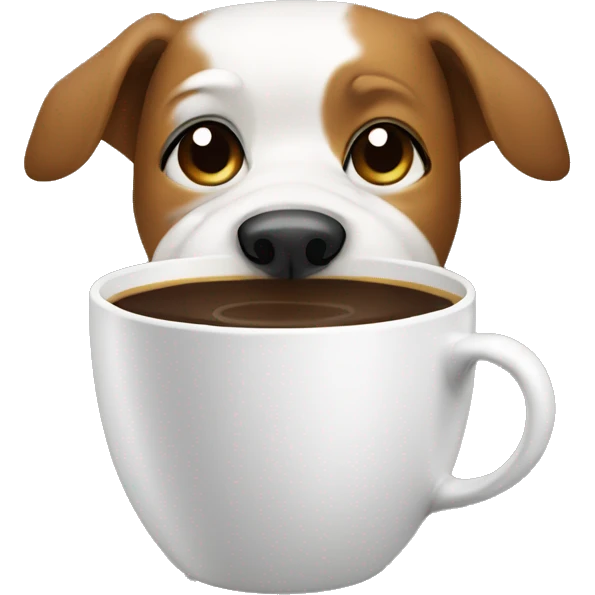Dog drinks coffe emoji