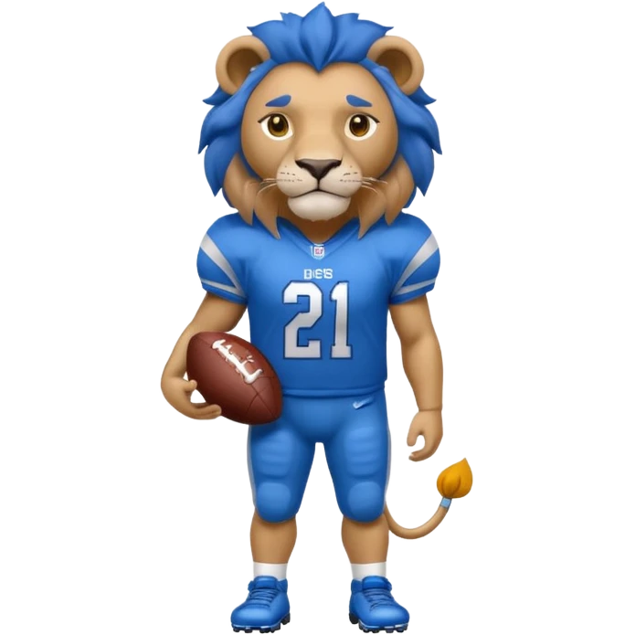 blue color lion wearing american football jersey emoji