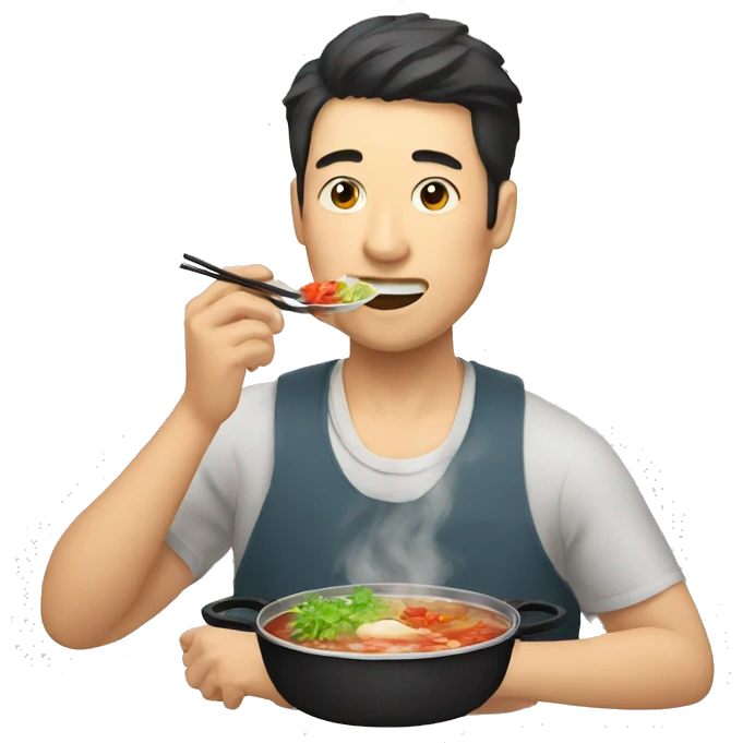 man eating hotpot emoji