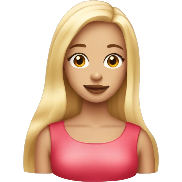 A blonde straight hair beautiful girl holding strawberry gummy emoji