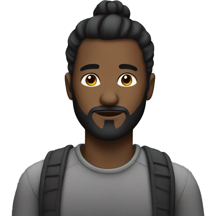 Dark man with bun and beard emoji