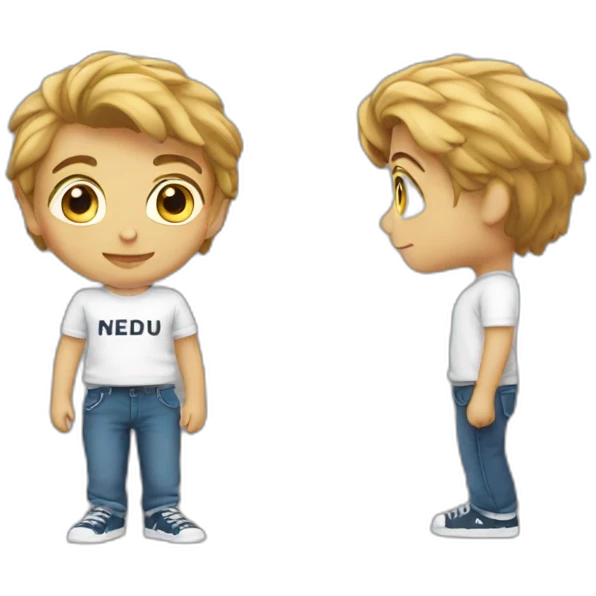 boy with T-shirt text nedu emoji