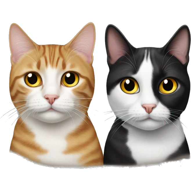 Tabby cat and black and white cat emoji