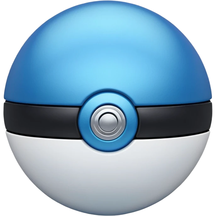 blue pokeball emoji, top half is a more saturated blue, bottom half is white, black stripe, with a metallic sheen emoji