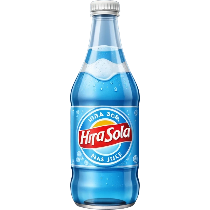 A soda called hraj and soda juice color black and the paper saying hraj is blue a bottle emoji