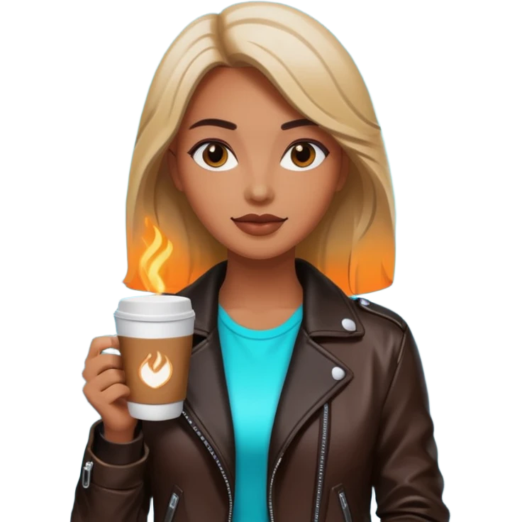Woman with coffee + neon glow, Midnight Wander. emoji
