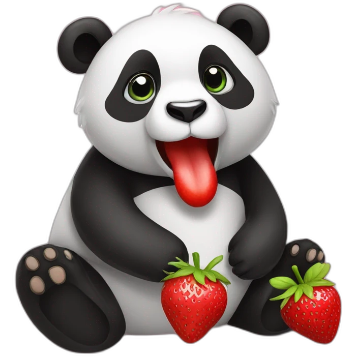Panda + straberry love  emoji