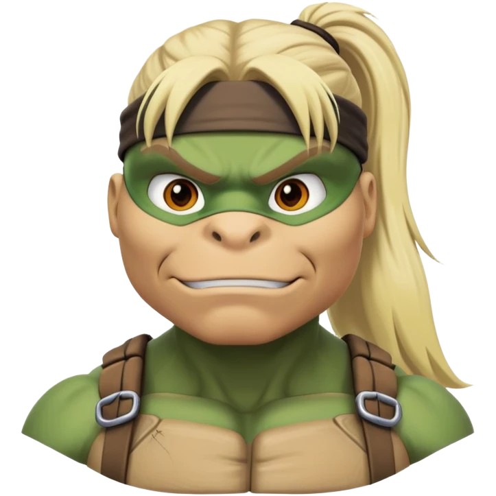 Hun from Teenage Mutant Ninja Turtles, large muscular gang leader with blonde ponytail emoji