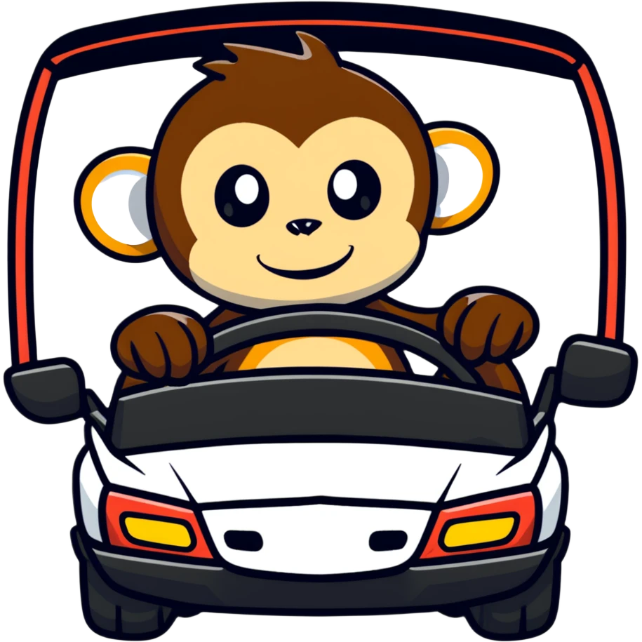 monkey riding in a car emoji