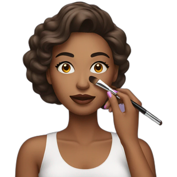 A woman applying makeup with cosmetics emoji