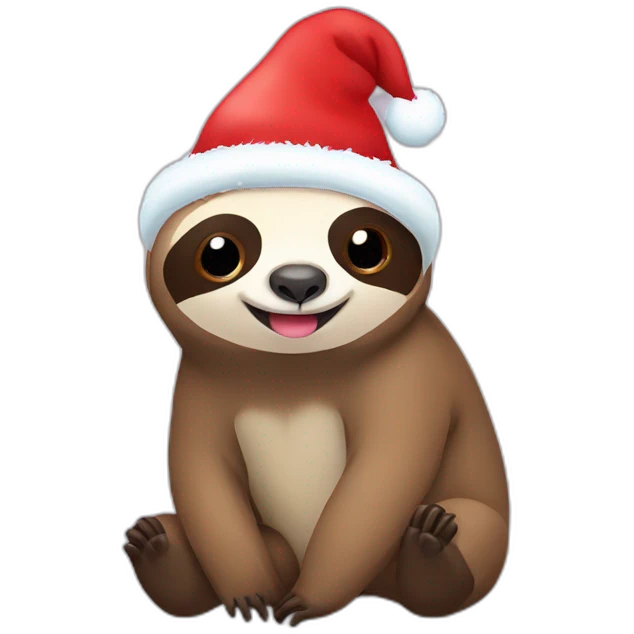 Cute sloth with Christmas hat emoji