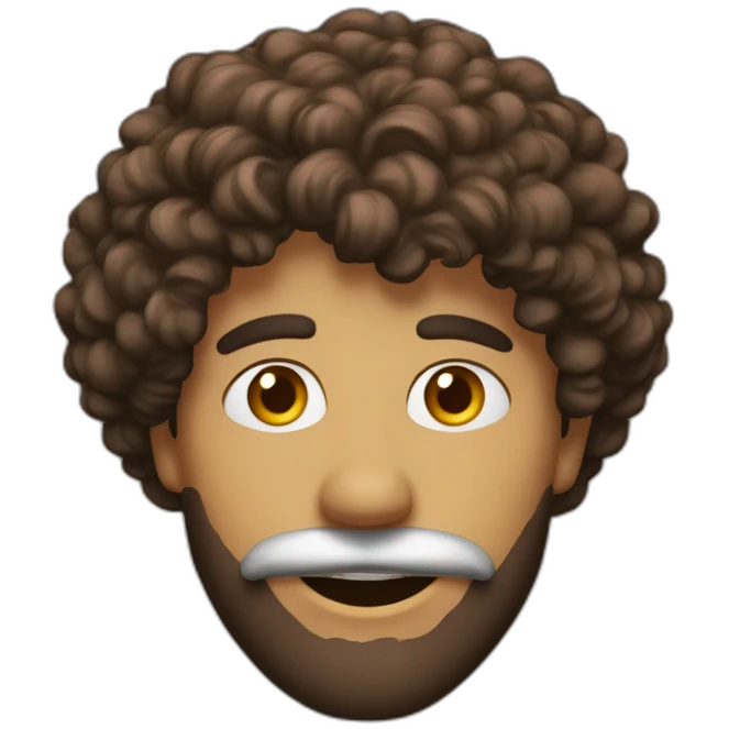 Homme, cheveux long bouclé couleur marron emoji