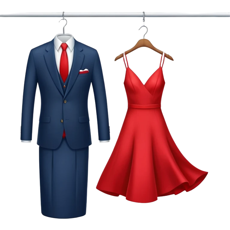 Suit and tie on hanger and dress emoji
