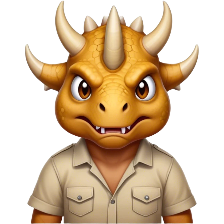 angry face of a triceratops in a shirt emoji
