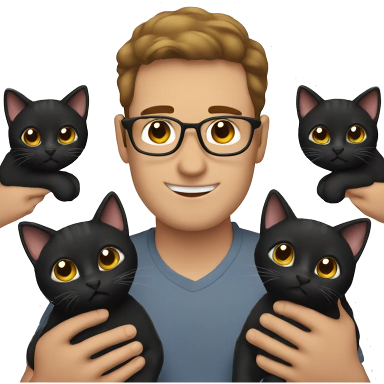 Brown hair men holding two black cats  emoji