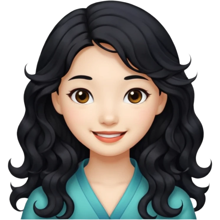 Beautiful girl,Black hair,wavy hair，long hair,Black eyes,Chinese emoji