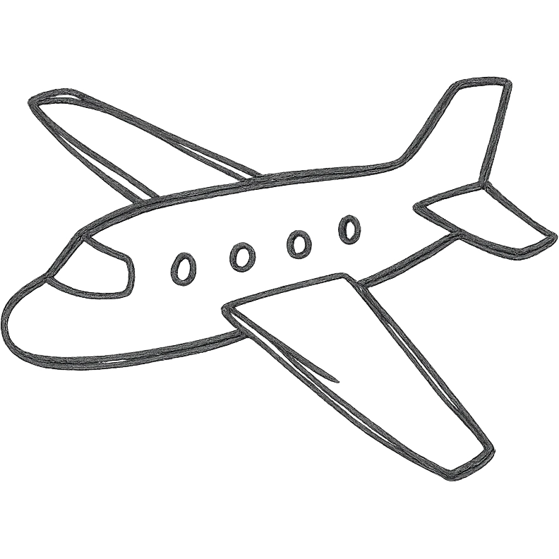 airplane, hand drawn icon with no fill emoji