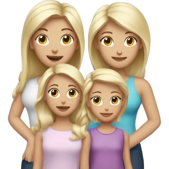 Mom with dark blond hair with a daughter with dark blonde hair and a younger daughter with light blonde hair emoji