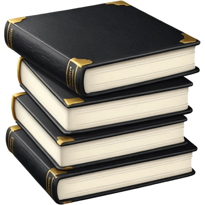 5 black and white books emoji