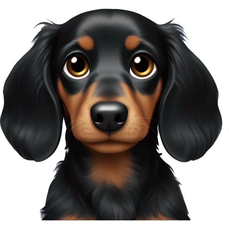 Long-haired black dachshund puppy  emoji