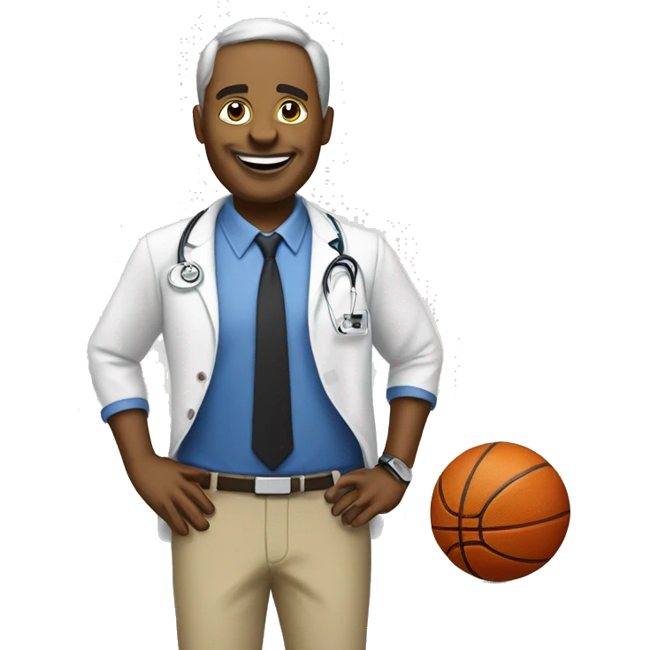 create an emoji for a teacher who has a doctor of education, teaches digital technology ad plays basketball emoji