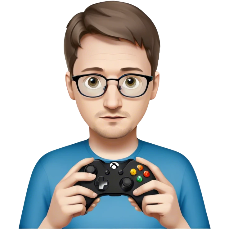 Edward Snowden holding an Xbox controller like a playing card emoji