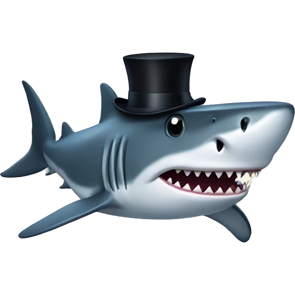 Shark with a top hat emoji