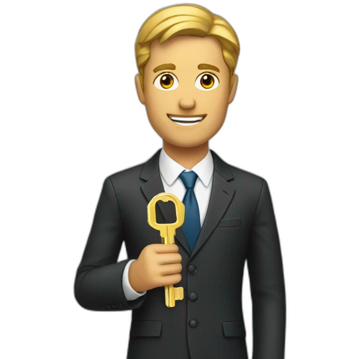 Man in suit holding Key emoji