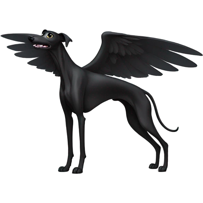Black greyhound with wings emoji