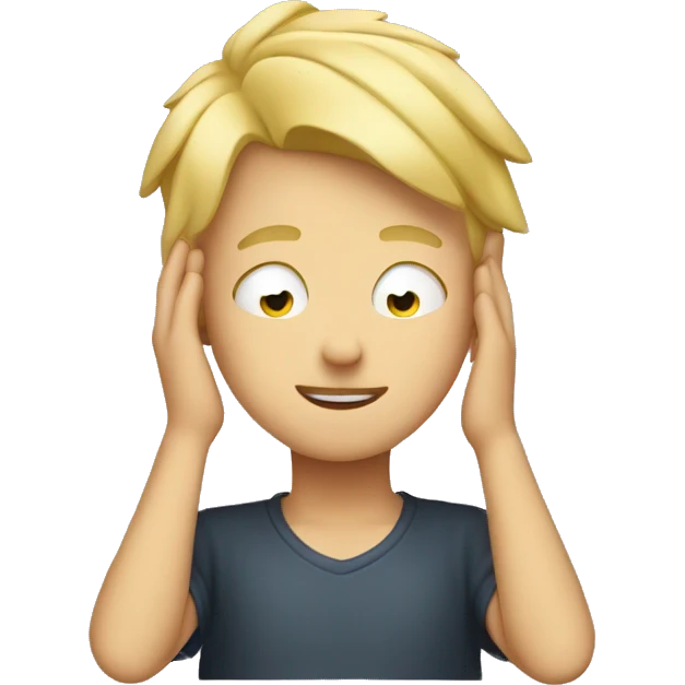 blonde boy with hands on head emoji
