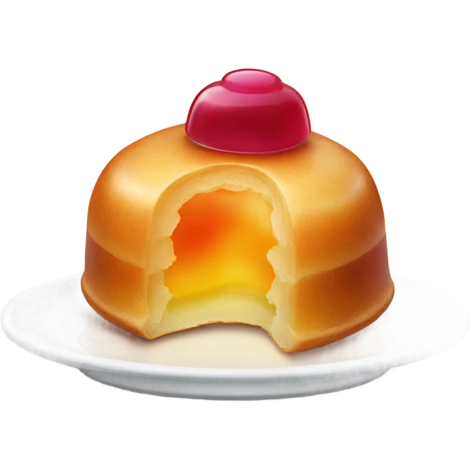 Jelly-filled round pastry with no hole in center sitting on plate emoji