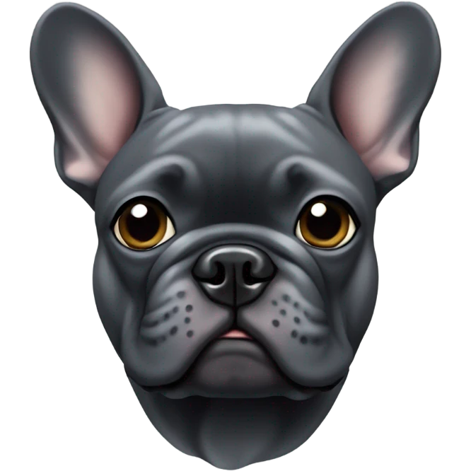Dark grey French bulldog with one ear down emoji