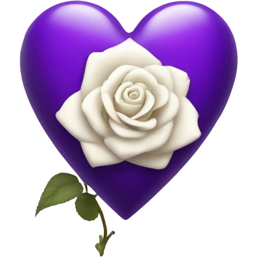 Purple heart with a white rose inside no leaves emoji