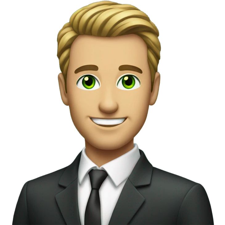 Happy green eyed handsome man in suit  emoji