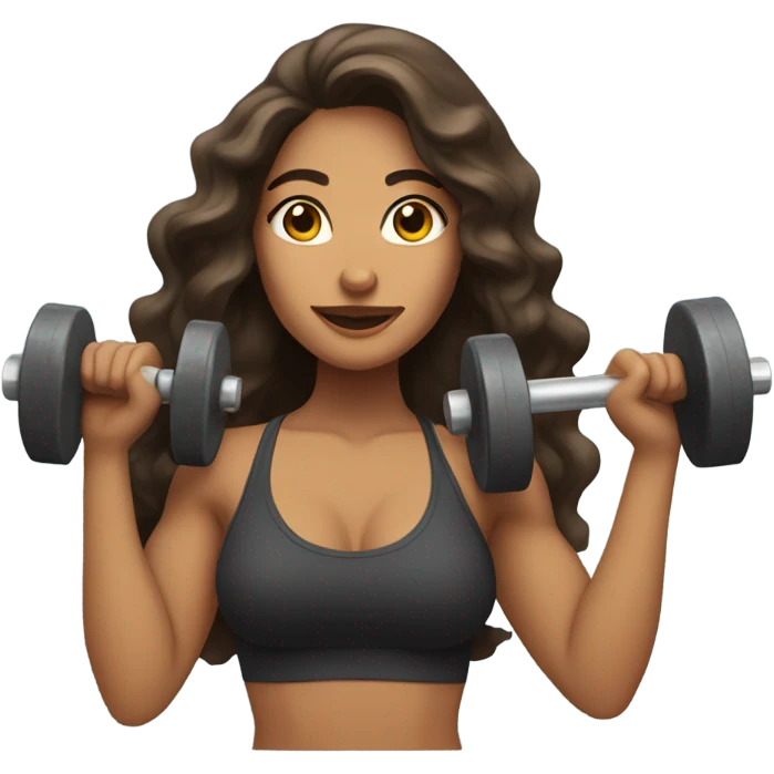 Long wavy hair Latina lifting weight emoji