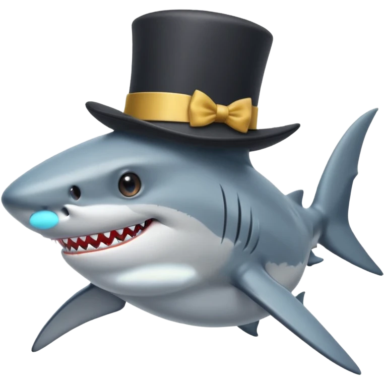 Shark with a top hat emoji