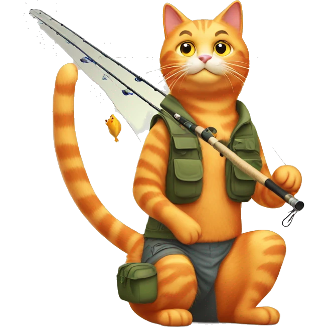 Orange cat with a fishing rod emoji