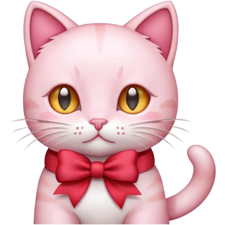 light pink kitty with white and red bow emoji