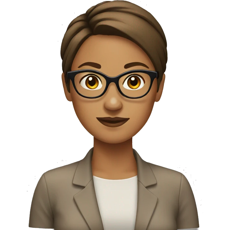 woman with glasses and brown bun emoji