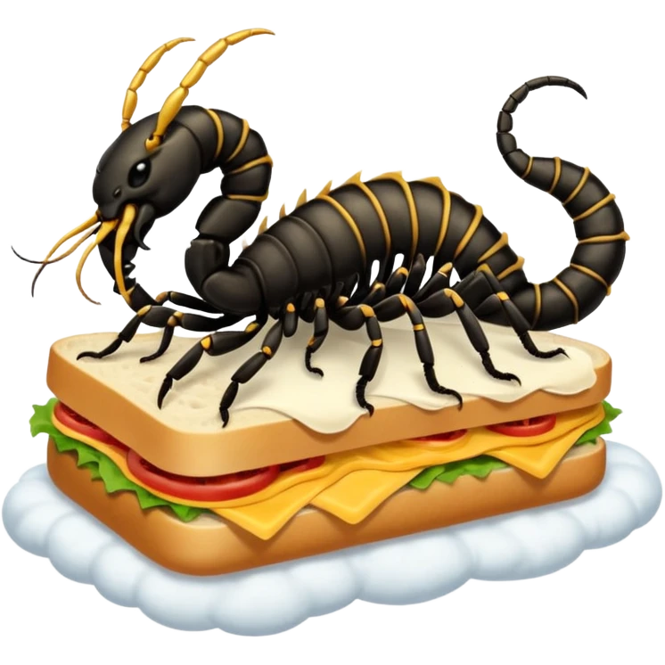 No a SCORPION sitting on top of a cloud and eating a sandwich emoji