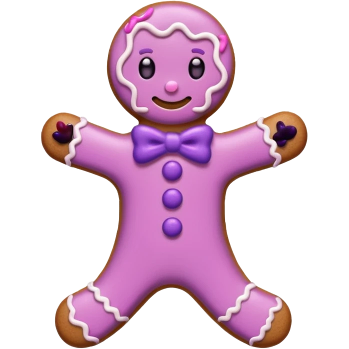A gingerbread man cute pink and purple emoji