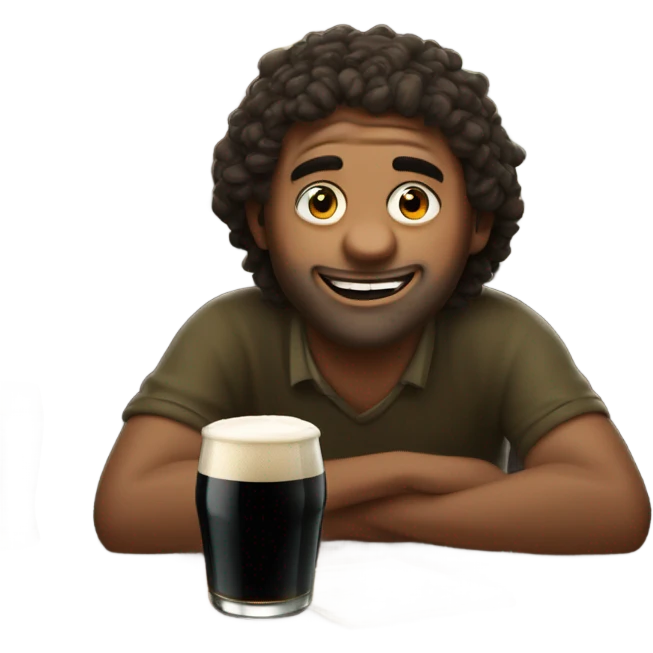 Man hammered drunk drinking Guinness in an Irish pub emoji