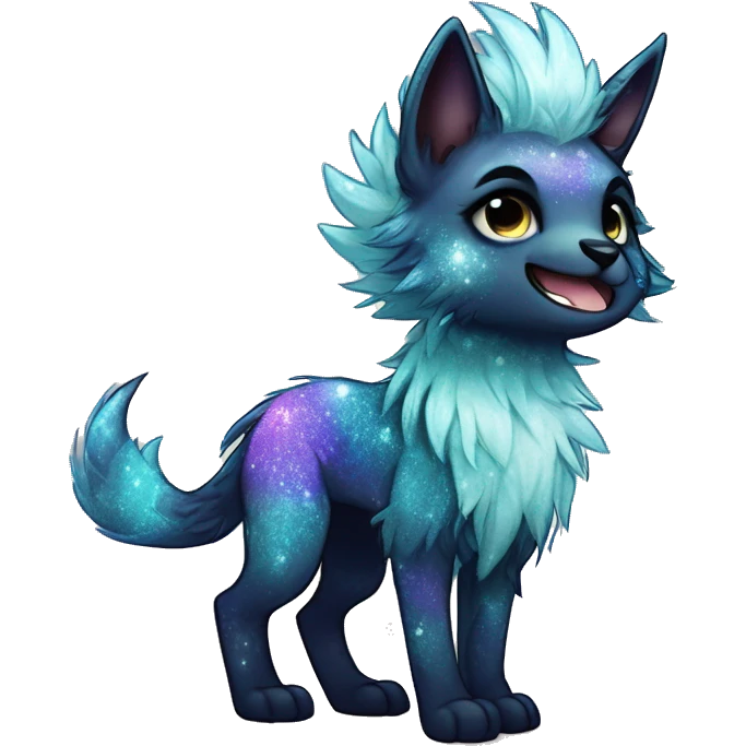 Cool cute Kawaii edgy fantasy animal sparkle fursona Fionbri creature by griffsnuff & LiLaiRa & Falvie full body emoji