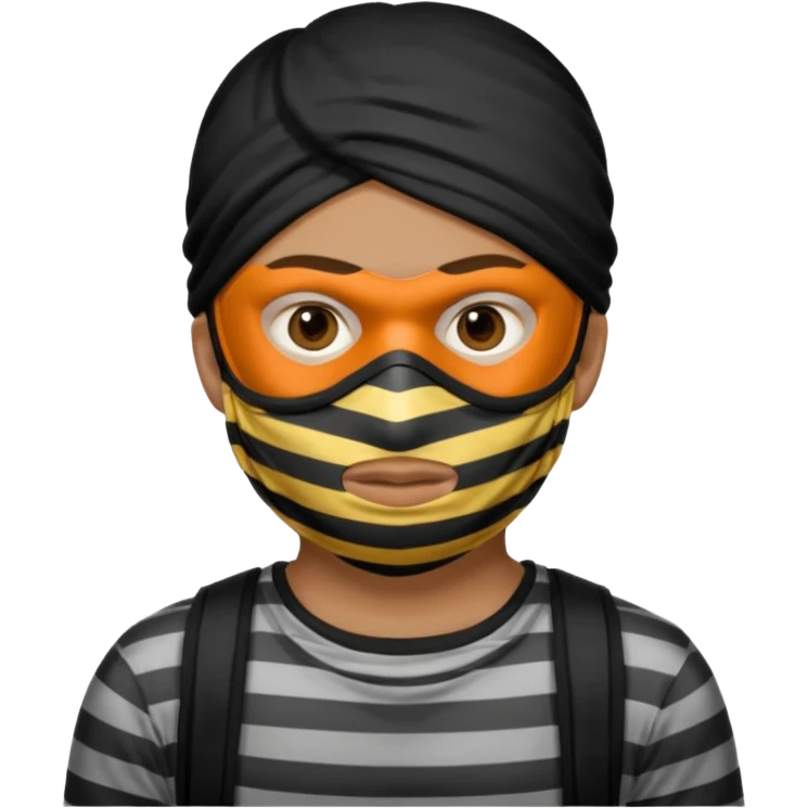 thief, with stripped shirt, facemask, thief mask. emoji