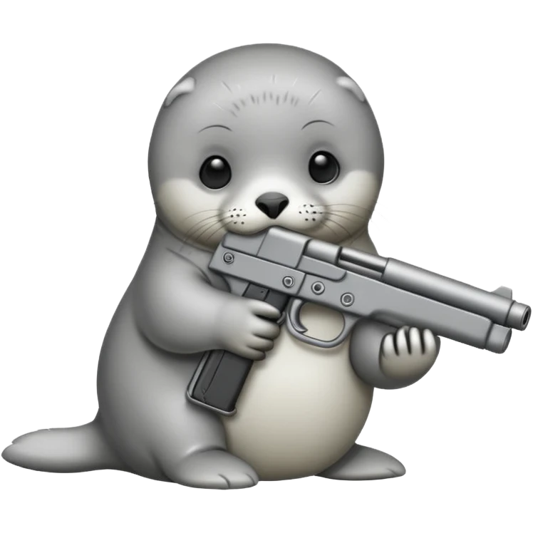 Baby seal with a gun emoji