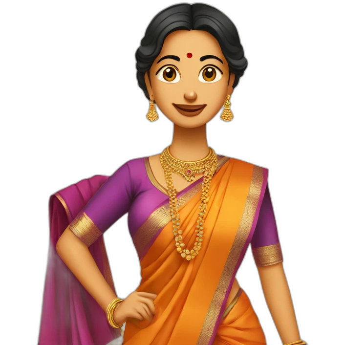 Maharashtrian women with saree and Nath  emoji