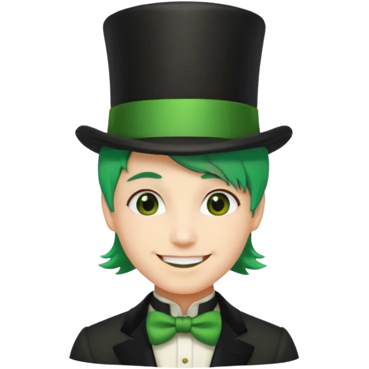 sorrindo com cartola e cabelo verde emoji