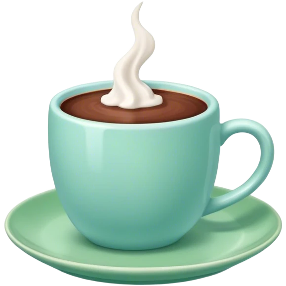 hot chocolate in a pastel blue mug on a green plate emoji